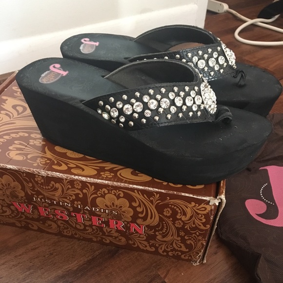 justin sandals rhinestones